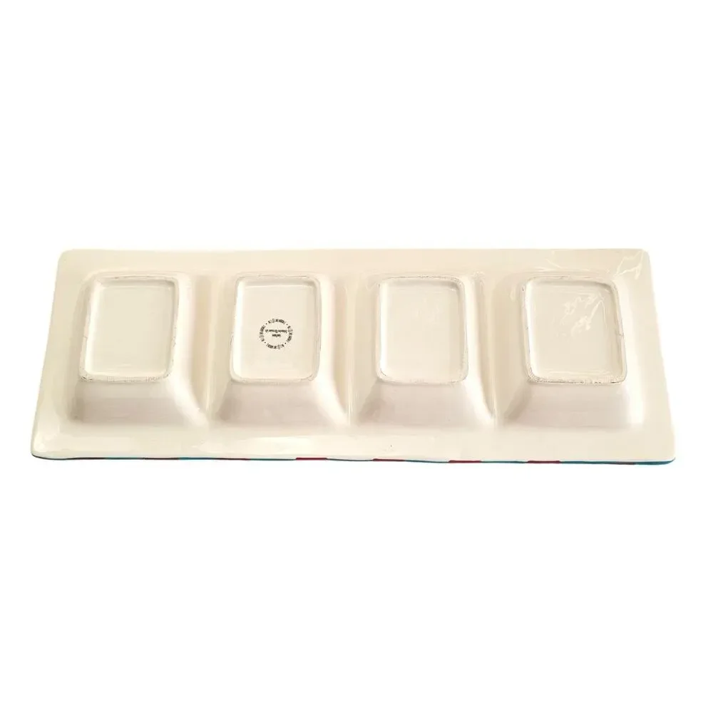 All U Can Handle Hand Painted 4 Section Relish Dish Tray 18